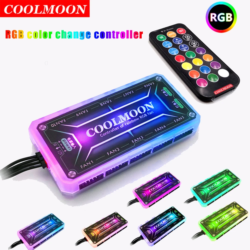 Fan Hub Rgb Controller - COOLMOON pengontrol ARGB 12V 5A 6Pin
