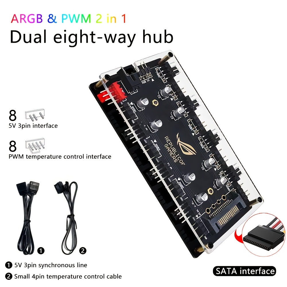 Fan Hub Rgb Controller - Dual 8-Port Fan Hub ARGB/PWM 2-in-1