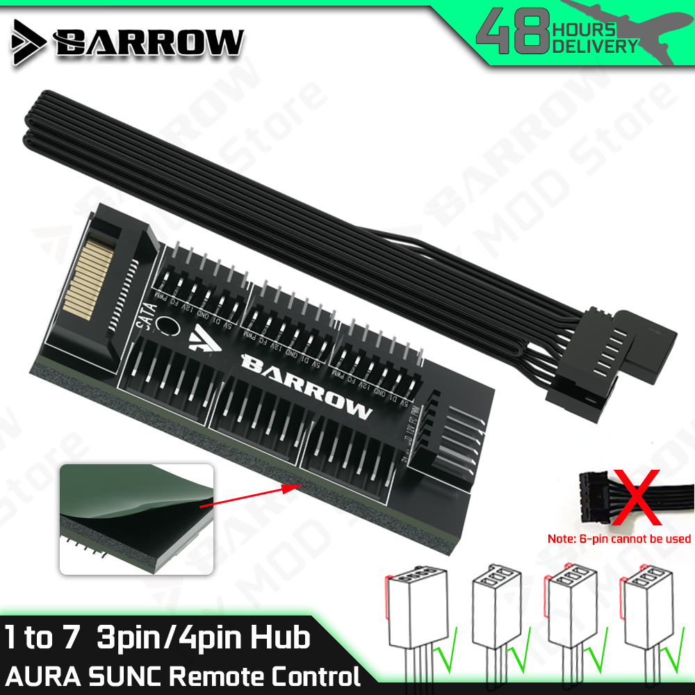 Fan Hub Rgb Controller - Barrow Hub Pengontrol Kipas 7-Port Fungsi